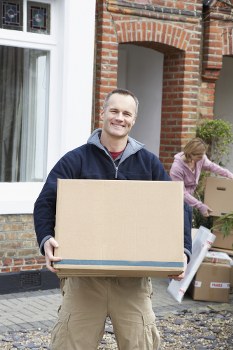 Removal van and boxes prepared for a Kingstonuponthames home move