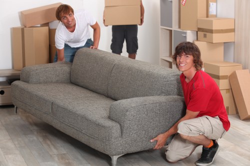 Packed boxes and furniture prepared for a home removal