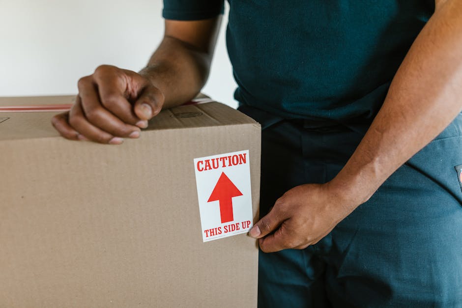 Two movers from Removals Kingston upon Thames are loading a large, dark green upholstered piece of furniture into the open back of a white commercial van, which is parked on a paved street. The furniture is partially wrapped in protective fabric, indicating careful handling during the packing and moving process. One mover is wearing a dark uniform with safety glasses, while the other is dressed similarly, both working together to lift and position the furniture inside the vehicle. The van's interior reveals minimal shelving or objects, focusing on the furniture being prepared for home relocation. The surrounding environment shows a clear, sunny day with a street sign visible that reads 'Somerset.' The scene highlights the practical steps involved in furniture transport, typical of professional relocation services like those offered by Removals Kingston upon Thames, and demonstrates the loading process during a house move or collection from a property located near Canbury Gardens.